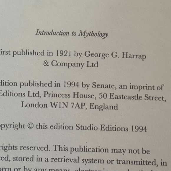 1994 INTRODUCTION TO MYTHOLOGY MYTHS AND LEGENDS - Picture 2 of 8